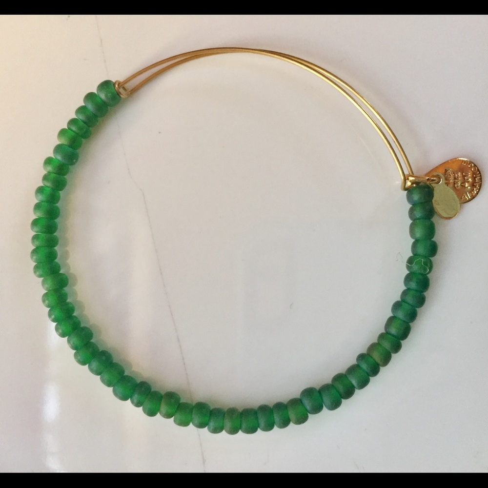 Retired Gold & Green Beaded Alex and Ani Bracelet